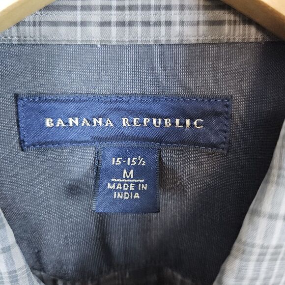 Banana Republic Men's Shirt Size M (15-15 1/2) Brown Plaid Button Up Two Pockets - Picture 6 of 15